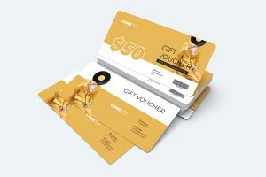 服装店促销优惠券代金券设计PSD模板 Fashion Gift Voucher Card