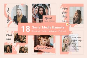 18款社交自媒体广告Banner设计模板套装v7[SKETCH] 18 Social Media Banners Kit (Vol. 7) for Sketch