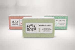 肥皂包装纸袋设计效果图样机 Retail Soap Bar Packaging Mockup