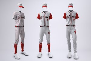 棒球队队服套装设计图样机模板 Baseball Team Uniform Mock-up