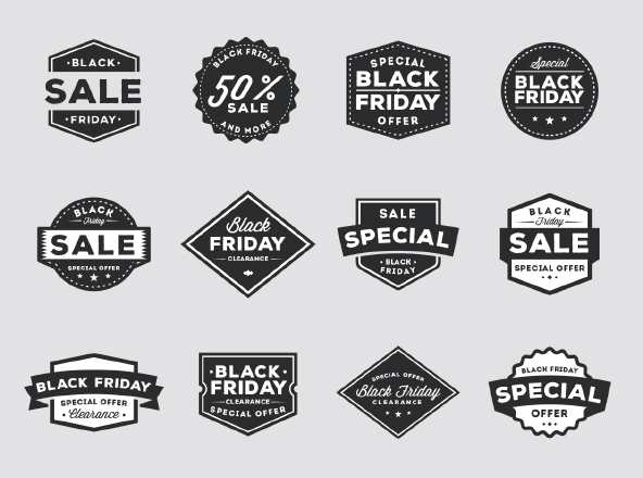 黑色星期五促销活动概念Logo模板 Black Friday Sale Badges