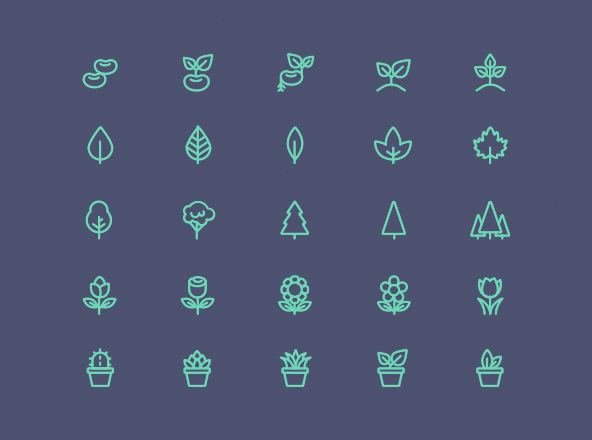 25枚植物盆栽矢量线性图标v1 25 Line Plant Icons