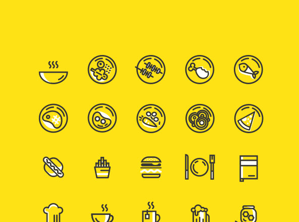 极简设计风格美食主题矢量线性图标 Line Minimal Food Icons – Ai