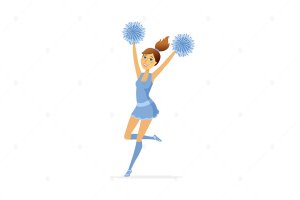 舞蹈啦啦队长卡通人物矢量图形设计素材 Dancing cheerleader – cartoon people character
