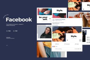 服饰品牌Facebook社交推广广告设计模板v8 Facebook Ad Template Vol.8