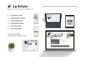 房地产经销商/房产中介企业社交媒体推广设计素材包 La Estate Real Estate Social Media Kit