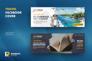 海岛旅行推荐社交媒体主页封面设计模板 Travel Facebook Cover Template