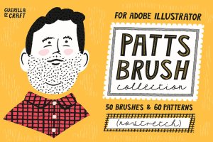 AI手绘插画必备的50个笔刷&60种图案纹理 Patts Brush Collection for Adobe Illustrator