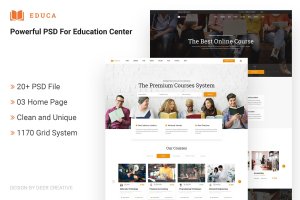 在线教育&网络课程主题网站设计PSD模板 EDUCA | Multiconcept Education & Courses PSD Templ