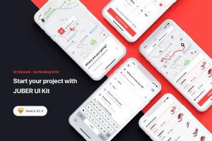 网约车顺风车APP应用交互界面设计套件[SKETCH] Car booking UI Kit for Sketch app