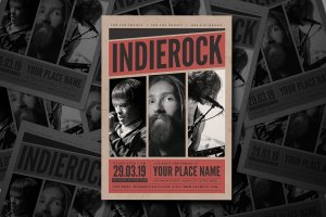 独立摇滚音乐活动宣传单PSD素材 Indierock Music Event Flyer