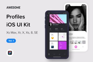 iOS平台APP应用用户中心界面设计UI套v1[Figma] Awesome iOS UI Kit – Profiles Vol. 1 (Figma)