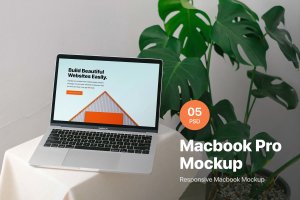 响应式网站设计效果图MacBook Pro电脑样机 Macbook Pro Responsive Mockup