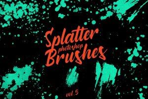 墨水飞溅泼墨图案纹理PS笔刷v5 Splatter Stamp Photoshop Brushes Vol. 5