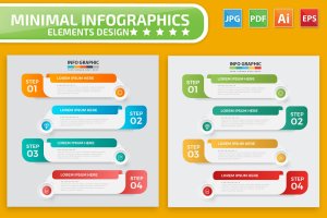 流程步骤信息图表设计矢量图形素材 Infographic Elements Design