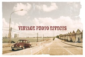 复古照片一键生成PS图层样式PSD模板 Vintage Photo Effects