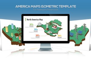 非洲国家/地区地图PPT幻灯片设计素材 America Maps Isometric & Legends For Powerpoint