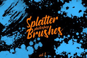 墨水飞溅泼墨图案纹理PS笔刷v1 Splatter Stamp Photoshop Brushes Vol. 1