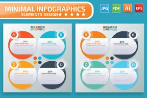 流程步骤圆形图形信息图表设计素材 Infographic Elements Design