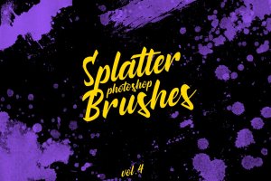 墨水飞溅泼墨图案纹理PS笔刷v4 Splatter Stamp Photoshop Brushes Vol. 4