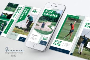 高尔夫球场/俱乐部Instagram社交媒体品牌故事推广PSD&AI模板 Golf Competition Instagram Stories PSD & AI