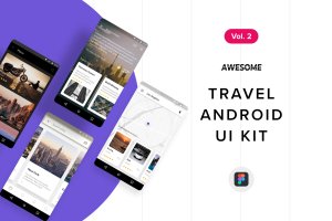 安卓手机平台旅游APP应用UI设计套件v2[Figma] Android UI Kit – Travel Vol. 2 (Figma)