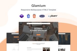 创意单页响应式设计HTML5模板 Glamium – Responsive Multipurpose HTML5 Template