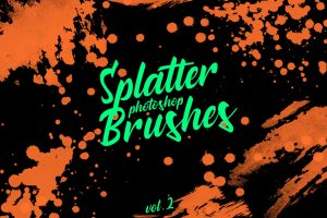 墨水飞溅泼墨图案纹理PS笔刷v2 Splatter Stamp Photoshop Brushes Vol. 2