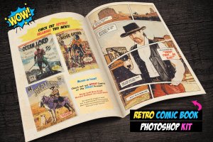复古漫画手绘创作效果PS动作 Retro Comic Book Photoshop Action Kit