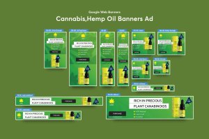 CBD大麻电子烟油Banner广告设计模板素材 Cannabis Products Banner Ad