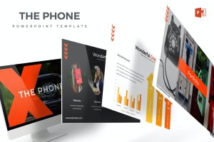 醒目橙色标志PowerPoint演示模板 The Phone – Powerpoint Template