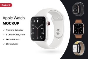 2019年第五代Apple Watch智能手表样机模板 Apple Watch Mockup Series 5