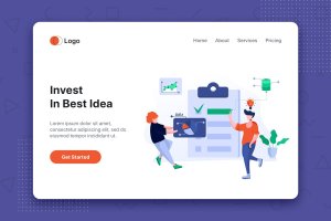 最佳投资主题网站首页设计概念插画 Invest in best idea landing page website template