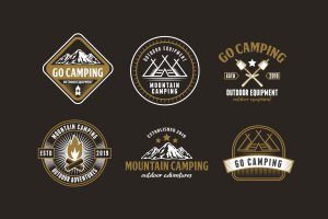 野营&冒险主题Logo标志设计模板合集 Set of Camping and Adventure Logo Badge