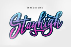 Street和LifeStyle风格Logo设计书法字体 Stay High Logotype
