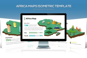 非洲国家地区地图图形Keynote幻灯片设计素材 Africa Maps Isometric & Legends For Keynote