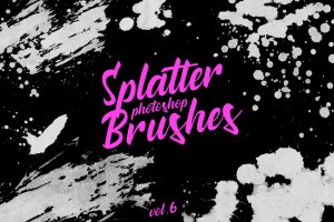 墨水飞溅泼墨图案纹理PS笔刷v6 Splatter Stamp Photoshop Brushes Vol. 6