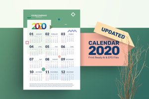 2020年简约设计风格年历表日历设计模板 Calendar