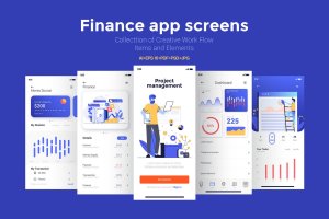 15款金融主题APP应用屏幕界面设计模板 15 Finance app Screens