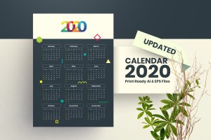 即拿即用2020年单页日历表设计模板 New Calendar 2020