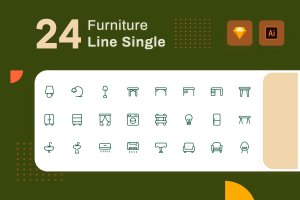 Line Senja图标系列：家具主题矢量线性图标 Line Senja – Furniture