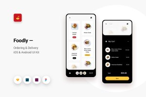 iOS&Android平台美食订餐类APP应用UI界面设计套件v1 Foodly – Ordering Delivery iOS & Android UI Kit 1
