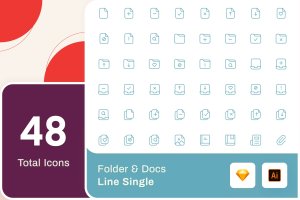 Line Senja图标系列：文件夹&文档矢量线性图标 Line Senja – Folder & Docs