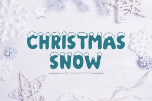 积雪盖顶圣诞节主题英文手写字体 Christmas Snow Hand Drawn Font