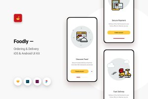 iOS&Android平台美食订餐类APP应用UI界面设计套件v3 Foodly – Ordering Delivery iOS & Android UI Kit 3