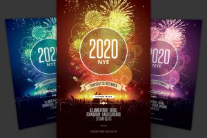 2020年烟花晚会新年倒计时主题活动传单海报设计模板 New Year Flyer