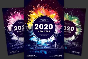2020年夜店新年倒数活动海报传单设计模板 New Year Flyer