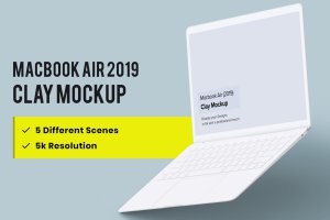 2019款MacBook Air超极本屏幕预览样机模板 Clay Macbook Air Mockup 1.0