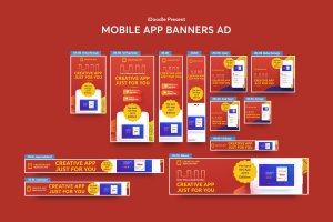 创意APP应用推广横幅广告Banner设计模板 Mobile App Banners Ad