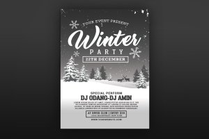 冬季DJ音乐派对活动海报传单设计模板 Winter Party Flyer